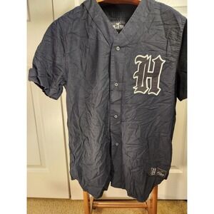 Hollister Mens Black Baseball Jersey H Patch Logo Size Medium